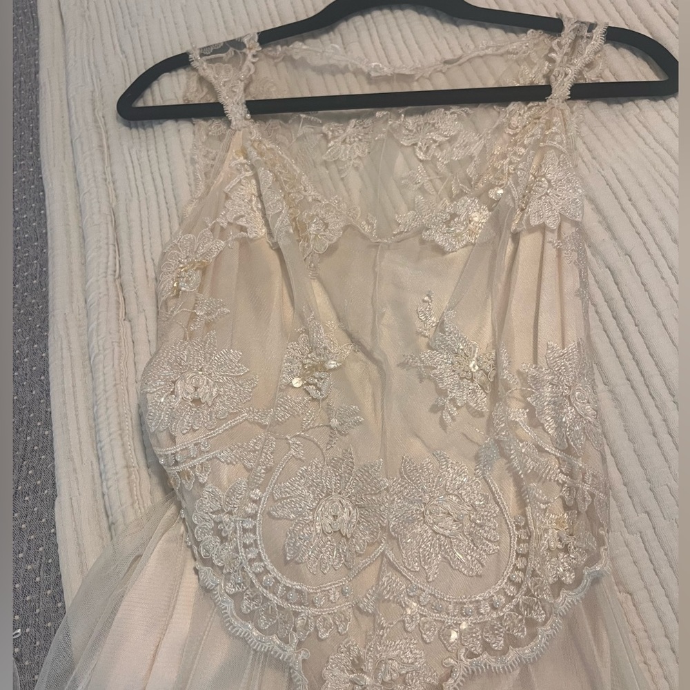 Vintage couture Claire Pettibone wedding dress French silk and beads - Picture 13 of 16